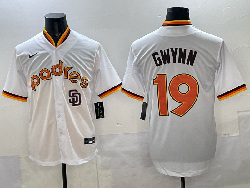 Men 2025 San Diego Padres #19 Gwynn white Nike MLB Jersey 007
